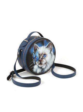 Круглая сумка "Кошечка с бабочкой"